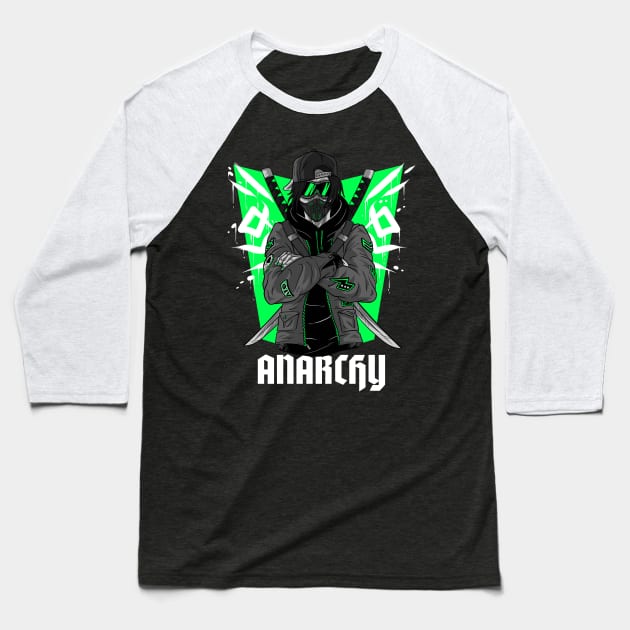 Ninja Warrior Anarchy Baseball T-Shirt by SweetMay